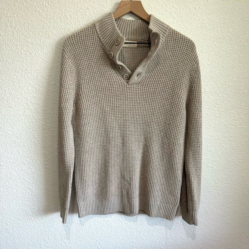 Crafted by‎ Candy & Caviar Men's Medium Wool Cotton Blend Waffle Henley Sweater